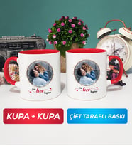 İkili Sevgiliye Sevgililer Günü Hediyesi 11 Kupa Bardak Kırmızı