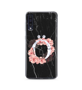 Mermer Çiçekli Harf Tasarım Süper Şeffaf Silikon Telefon Kılıfı Samsung A50 Ö-Ha