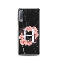Mermer Çiçekli Harf Tasarım Süper Şeffaf Silikon Telefon Kılıfı Samsung A7 (2017