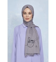KALİLA Düş Peşine Seyahat %100 Pamuk Şal Gri (NAKIŞLI)
