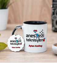 Anestezi Teknisyeni Siyah Kupa Bardak Ve Anahtarlık Set