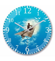 Surreal Dreams Paper Aeroplane Duvar Saati Bombeli Gercek Cam