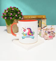 Unicorn Tasarımlı İsme Özel Unicorn Kupa Bardak Turuncu