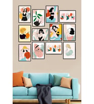 Modern Dekoratif 12 Adet Çerçeve Görüntülü Mdf Tablo Seti  / Artline TB-003