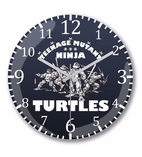 Ninja Turtes Old School Turtles  Duvar Saati Bombeli Gercek Cam