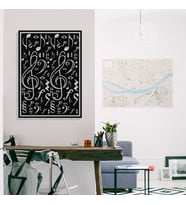 New Jargon - Çerçeve İçinde Nota ve Solfeş Anahtarları Tasarım Metal Tablosu 70x50cm (Siyah)