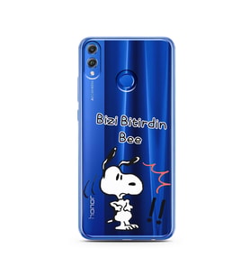 Snoopy Tasarımlı Süper Şeffaf Silikon Telefon Kılıfı Huawei Honor 8X 