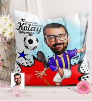 BK Gift Kişiye Özel Bay Futbolcu Sarı Lacivert Karikatürlü  Yastık  1