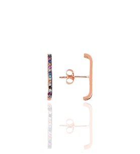 Söğütlü Silver Gümüş rose renkli taşlı style küpe
