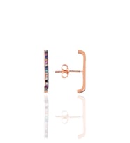 Söğütlü Silver Gümüş rose renkli taşlı style küpe