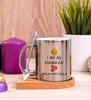 Mühendis Ahşap Altlıklı Silver Kupa Bardak