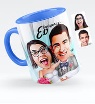 BK Gift Kişiye Özel Evleniyoruz Karikatürlü Mavi Kupa Bardak  7