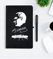BK Gift Kişiye Özel Atatürk Temalı Siyah Defter Kalem Hediye Seti - 4