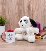 Doğum Günü Hediyesi Kırmızı Kupa Bardak ve Peluş Köpek