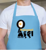 BK Gift Kişiye Özel Profesyonel Aşçı Mavi Erkek Mutfak Önlüğü