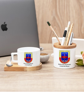 Jandarma Amblemli Fincan Ve Kalemlik İkili Hediye Set