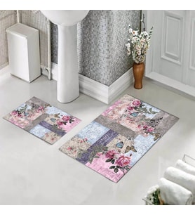 Banyo Halısı Ikili Klozet Takımı Kaymaz Tabanlı (60 xm x 100 cm + 40 cm x 60 cm) 