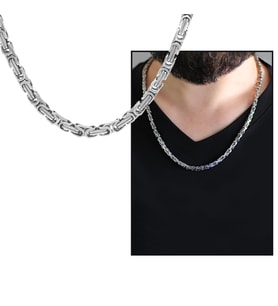 Silver Renk Kalınlık 5 mm 317L Çelik Kral Zincir (Çok Renkli)