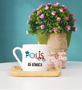 Polis Ahşap Altlıklı Türk Kahvesi Fincanı