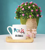Polis Ahşap Altlıklı Türk Kahvesi Fincanı
