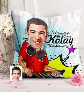BK Gift Kişiye Özel Bay Dj Karikatürlü  Yastık  1