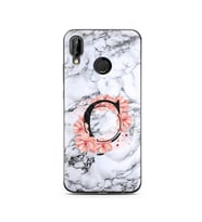 Mermer Çiçekli Harf Tasarım Süper Şeffaf Silikon Telefon Kılıfı Huawei P20 Lite 