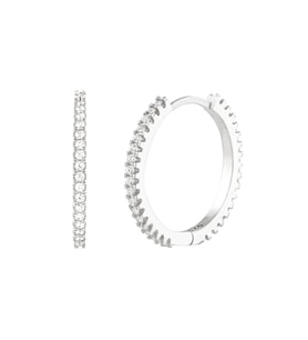 Afrodit Silver 18 mm Taşlı Halka Gümüş Küpe