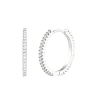 Afrodit Silver 18 mm Taşlı Halka Gümüş Küpe
