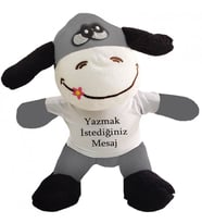 Mesajlı Tişörtlü Peluş Eşek    Kişiye Özel Eşek   Eşek Oyuncak   Peluş Oyuncak Eşek (Siyah)