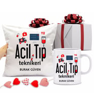 Acil Tıp Teknikeri Kupa Bardağı ve Yastığı Hediye Seti (Model 1)