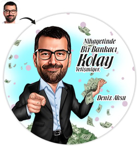BK Gift Kişiye Özel Bay Bankacı Karikatür Baskılı Yaş Pasta İçin Yenilebilir Şekerli Kağıt  2(Sadece Kağıt)