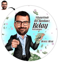 BK Gift Kişiye Özel Bay Bankacı Karikatür Baskılı Yaş Pasta İçin Yenilebilir Şekerli Kağıt  2(Sadece Kağıt)