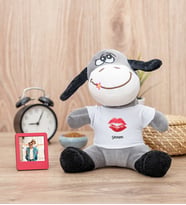 Dudak Tasarım Peluş Eşek ve Mini Fotoğraf Çerçevesi