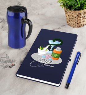 BK Gift Kişiye Özel Eczacı Lacivert Defter Kalem Termos Mug Seti-6 (Model 1)