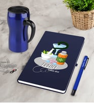 BK Gift Kişiye Özel Eczacı Lacivert Defter Kalem Termos Mug Seti-6 (Model 1)