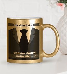 BK Gift Kişiye Özel Babalar Günü Temalı Altın Yaldızlı Kupa Bardak 25413