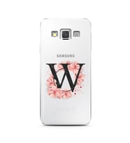 Pembe Çiçekli Harf Tasarım Süper Şeffaf Silikon Telefon Kılıfı Samsung A3 (2015)