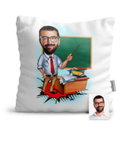 BK Gift Kişiye Özel Öğretmen Karikatür  Yastık  1
