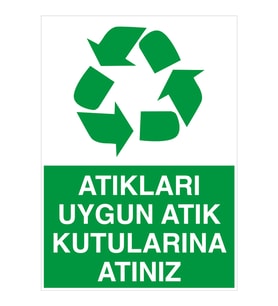 MIGNATIS - Atıkıarı Uygun Atık Kutularına Atınız Levhası - Sac Malzeme 50x70cm