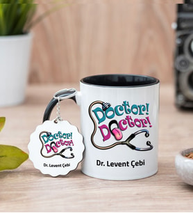 Doktor Doktor Siyah Kupa Bardak Ve Anahtarlık Set