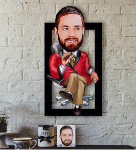 BK Gift Kişiye Özel Bay Patron Karikatürlü 3D Ahşap Tablo-2