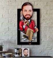 BK Gift Kişiye Özel Bay Patron Karikatürlü 3D Ahşap Tablo-2