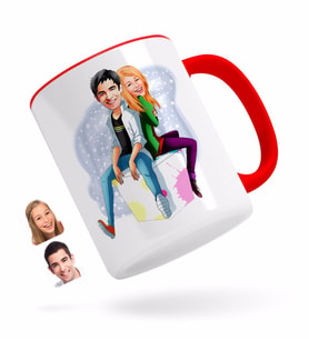 BK Gift Kişiye Özel Sevgililer Karikatürlü Kırmızı Kupa Bardak-35