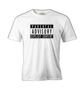 Parental Advisory Explicit Content Beyaz Erkek Tshirt