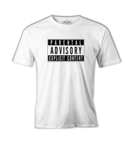 Parental Advisory Explicit Content Beyaz Erkek Tshirt