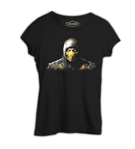 Mortal Combat - Scorpion Siyah Kadın Tshirt
