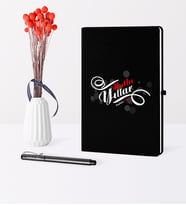 BK Gift Kişiye Özel Yılbaşı Mutlu Yıllar Temalı Siyah Defter Kalem Seti - 6