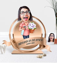 BK Gift Kişiye Özel Dünyanın En İyi Annesi Karikatürlü 3D Ahşap Biblo Plaket - 6 (Çok Renkli)