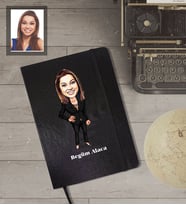 Kişiye Özel Öğretmen Karikatürlü Siyah Defter Bayan-13
