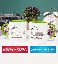 İkili Yâr Sevgililer Günü Hediyesi Kupa Bardak Yeşil
